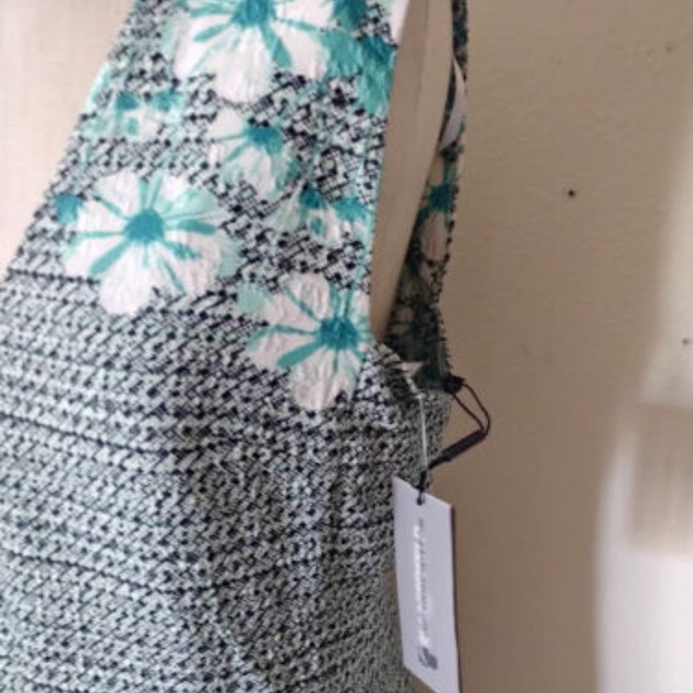 NEW KARL LAGERFELD Size 10 Green Black Hawaiian Tropical Print Sundress - Picture 5 of 7